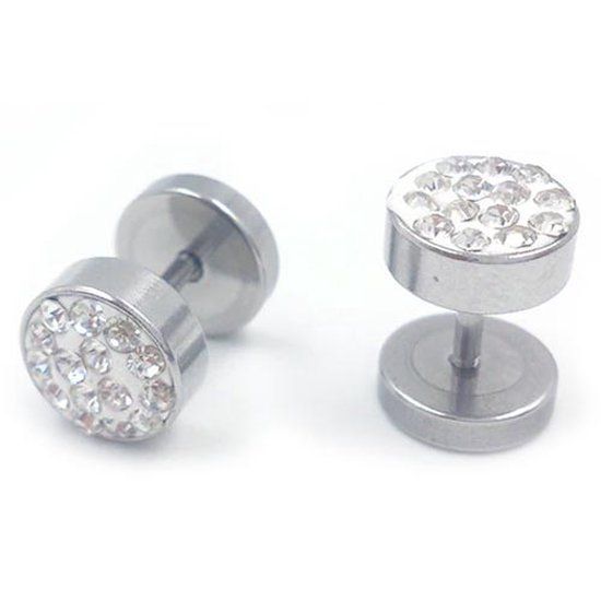 LGT JWLS Lookinggoodtoday Stalen Stud oorbellen met kristallen 8mm