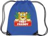 Bellatio Decorations Fast Freddy het luipaard rijgkoord rugtas / gymtas - blauw - 11 liter - voor kinderen