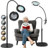 loupe 12 fois avec lumière et support, bras pivotant 60 cm (24 pouces), 5 modes de couleur