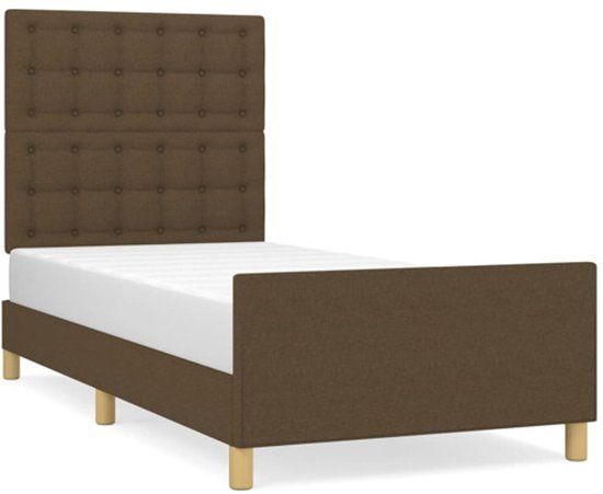 vidaXL Bedframe zonder matras 90x200 cm stof donkerbruin