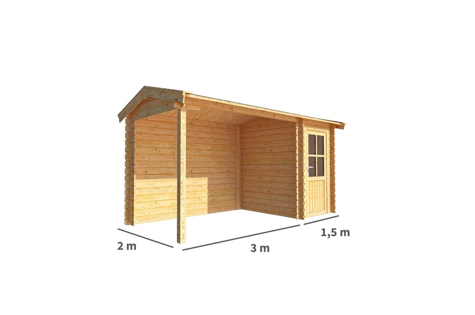 Warentuin collection Blokhut, tuinhuisje met overkapping Fenna-Marly 450 cm bij 200 cm diep zadeldak 7