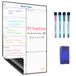 SURFOU Magnetisch whiteboard voor koelkast A3, wekelijkse planner, droog wisbord voor taken, taken, takenlijsten, winkelen, maaltijdplanning voor thuis, kantoor, met 4 droogwispennen en wisser