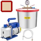 VEVOR Vacuümpomp voor vacuümkamer, 26,9 x 10,2 x 20,6 cm, eentraps vacuümpomp, 7,57 l, siliconen epoxy degasering met eentraps vacuümpomp, luchtverkeer 113,26 l/min