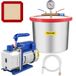 VEVOR Vacuümpomp voor vacuümkamer, 26,9 x 10,2 x 20,6 cm, eentraps vacuümpomp, 7,57 l, siliconen epoxy degasering met eentraps vacuümpomp, luchtverkeer 113,26 l/min