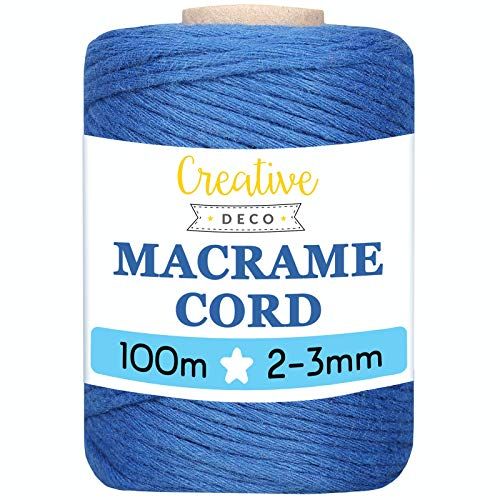 Creative Deco Macrame Koord - 100 m - Blauw - 2-3 mm - 15-laags - Katoen