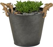 Mega Collections Emmer/plantenpot/bloempot Old Rope - zink - antraciet - D22 X H20 cm