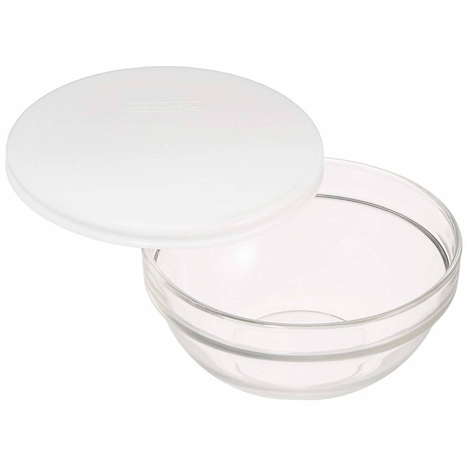 LUMINARC 3x Glazen schaal/kom met deksel 20 cm - Sla/salade serveren - Schalen/kommen van glas - Keukenbenodigdheden
