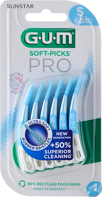 GUM Soft Picks PRO Small - 60 Stuks - Blauw, Dun, Zonder fluoride
