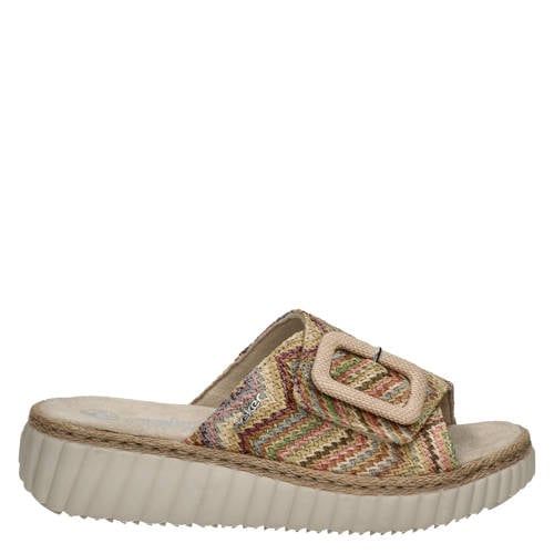 Rieker raffia slippers beige