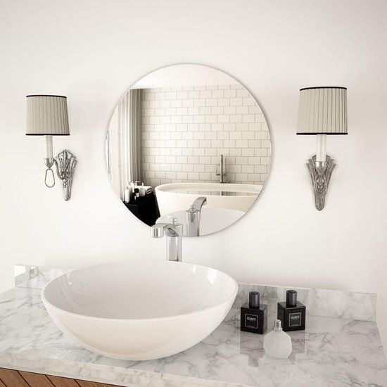 vidaXL Wandspiegel rond 50 cm glas - Zilver