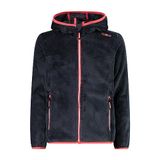 CMP - Fleecejack voor kinderen met vaste capuchon, titanium-rood fluo, 92