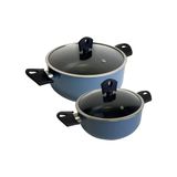Set San Ignacio Set van 2 kookpannen Ø 20 x 24 cm, met deksel van geperst aluminium, kleur blauw NOIA