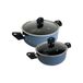 Set San Ignacio Set van 2 kookpannen Ø 20 x 24 cm, met deksel van geperst aluminium, kleur blauw NOIA
