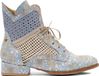 Maciejka 0732206001 Femme Bleu et Beige Cuir naturel et textile Talon de 3 cm Bottines