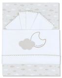 Andy & Helen Beddengoedset voor kinderwagen, geborduurd, hoeslaken met elastieken en kussensloop, crèmekleurig