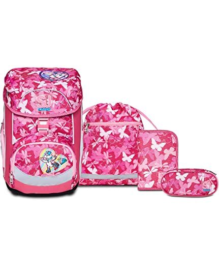 Schoolset SJ GANG Schoolset SJ GANG UPDOWN BOX - Lady Chiffon - Schoolrugzak met meerdere vakken, ergonomisch, inclusief etui en schoolpenhouder met organizer en sporttas, Rood, Eén maat, Casual