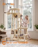 Feandrea Krabpaal, XXL Kattenboom, Sisal, 6 Rustplekken, 202 cm, Beige