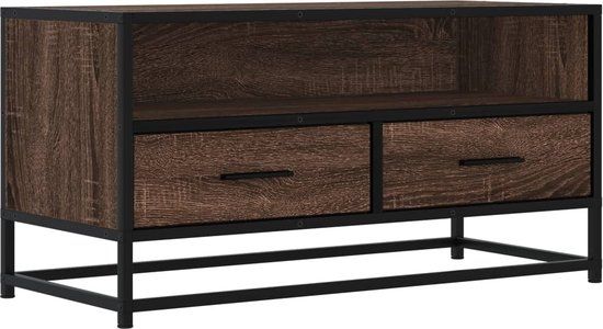 vidaXL Tv-meubel 80x34,5x40 cm bewerkt hout metaal bruin eikenkleur