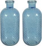 Countryfield Bloemenvaas Cactus Dots - 2x - blauw transparant - glas - D15 x H35 cm