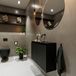 MONDIAZ TURE Fonteinset - 80x23x50cm - 0 kraangaten - 2 deuren - urban mat - Wasbak midden - Solid Surface Zwart FK75341402