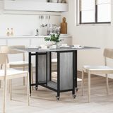 vidaXL Eettafel met wieltjes 130 x 80 x 76,5 cm Grijs Sonoma
