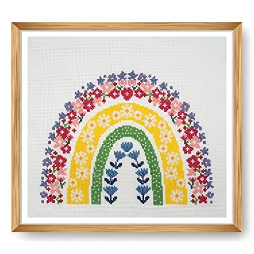 Trimits Large Cross Stitch Kit, Rainbow, 32 x 32 cm (12.5 x 12.5 inch)
