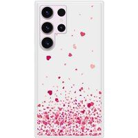 Samsung Galaxy S23 Confettis de coeurs rose Verstevigd hoesje met sublimatie bedrukking