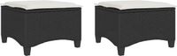 vidaXL Tuinkrukken met kussens - 2 stuks - 55x55x36 cm - Poly rotan - Zwart