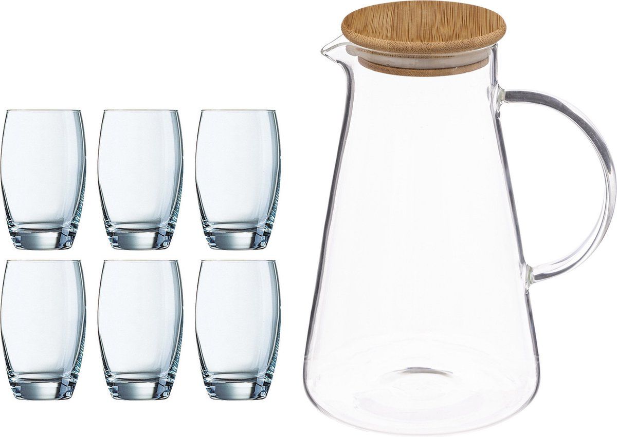 ARCOROC Salto Waterglazen Set 6x 350ml + Schenkkan 1.5L - Transparant Glas