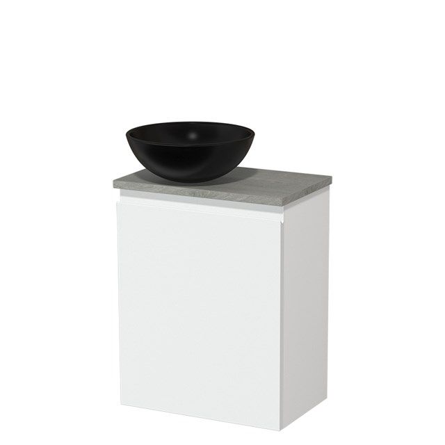 Maxaro Toiletmeubel met Waskom Keramiek Modulo Mat Wit Greeploos 41 cm Grijs Eiken Blad