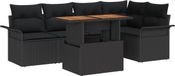 vidaXL Tuinbank Set 6-delig Zwart Polyrattan