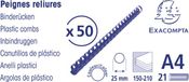Exacompta Doos van 50 plastic spiraal inbindruggen 25 mm - A4 - Zwart - 75701E