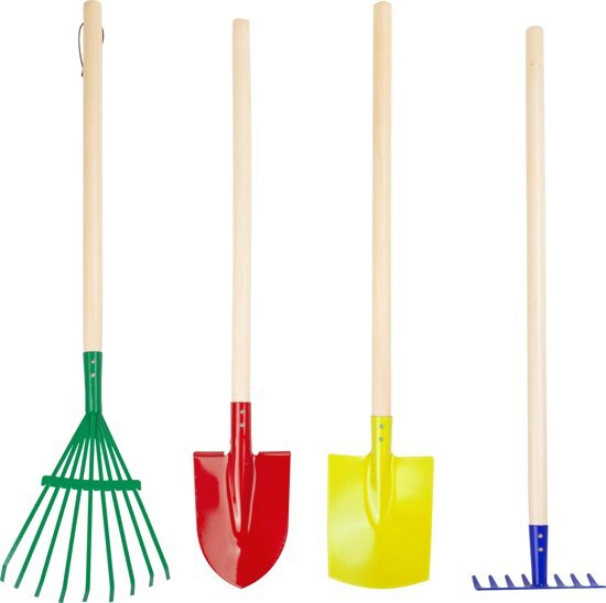 Small foot company Zandbak tuin speelgoed gereedschap schep hark spade bladhark set van 4