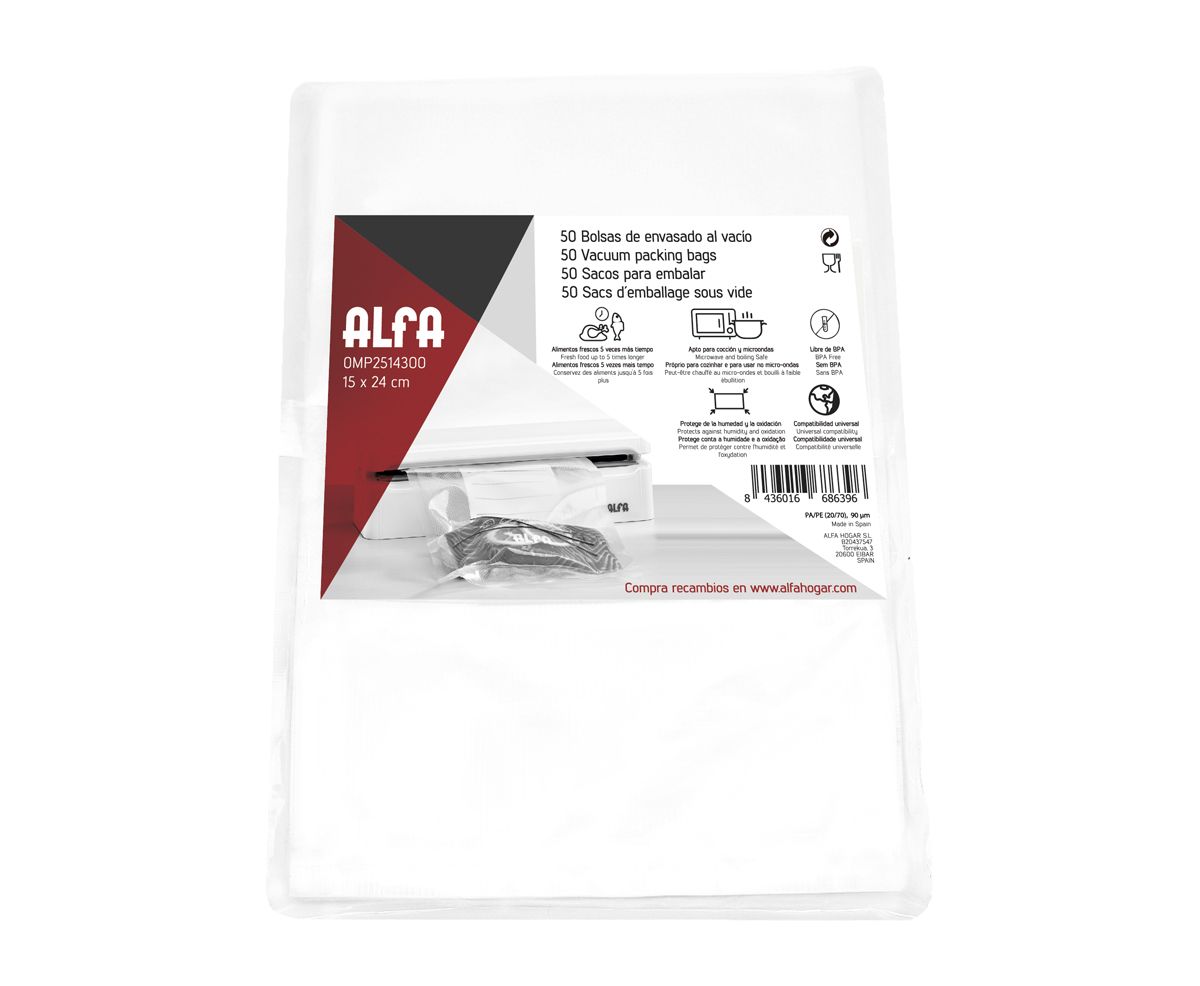 Alfa 0MP2514300 Vacuum Sealer Bags - 150 x 240 mm - 50 Pack
