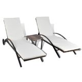 VidaXL Lounge Tuinstoel Gecapitonneerde zitting Polyrattan, Staal Crème, Wit