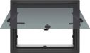 StarTech Dometic Kamperwagen- en caravanramen - Buitenraam, scharnieren aan de bovenkant - 650x500 mm - Gehard glas en aluminium - Openingshoek 65° - Wanddikte 30–80 mm - Zwart