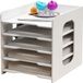 Sans marque Boîte de rangement multifonctionnelle pour bureau, organisateur de bureau à 5 compartiments Accessoires pour papier A4 Documents Magazines Fournitures de bureau pour l'école Bureau à domicile (rangement à 5 niveaux)