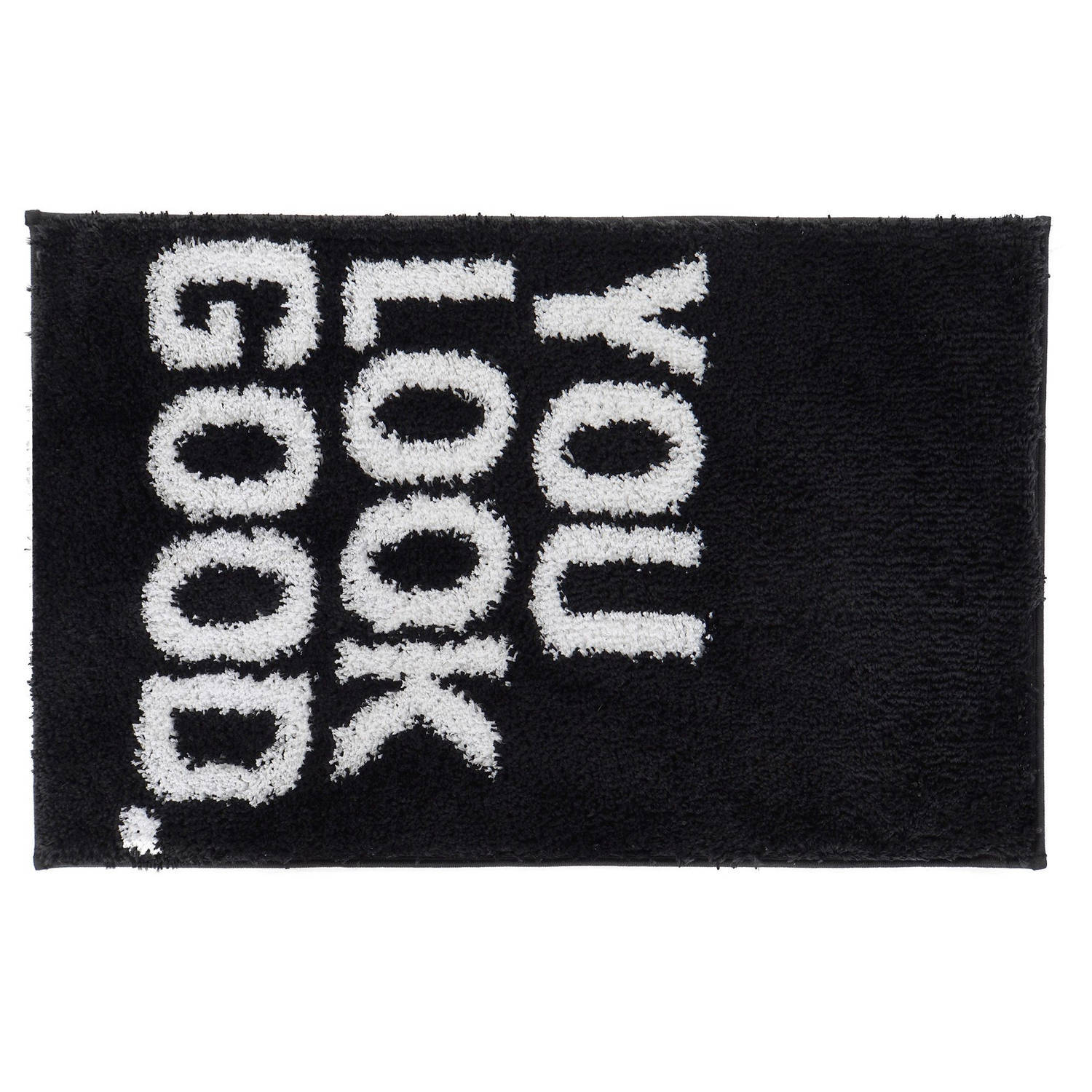 Items RawGoods - Badmat/badkamerkleed You Look Good zwart 80 x 50 cm rechthoekig - Matten voor de badkamer