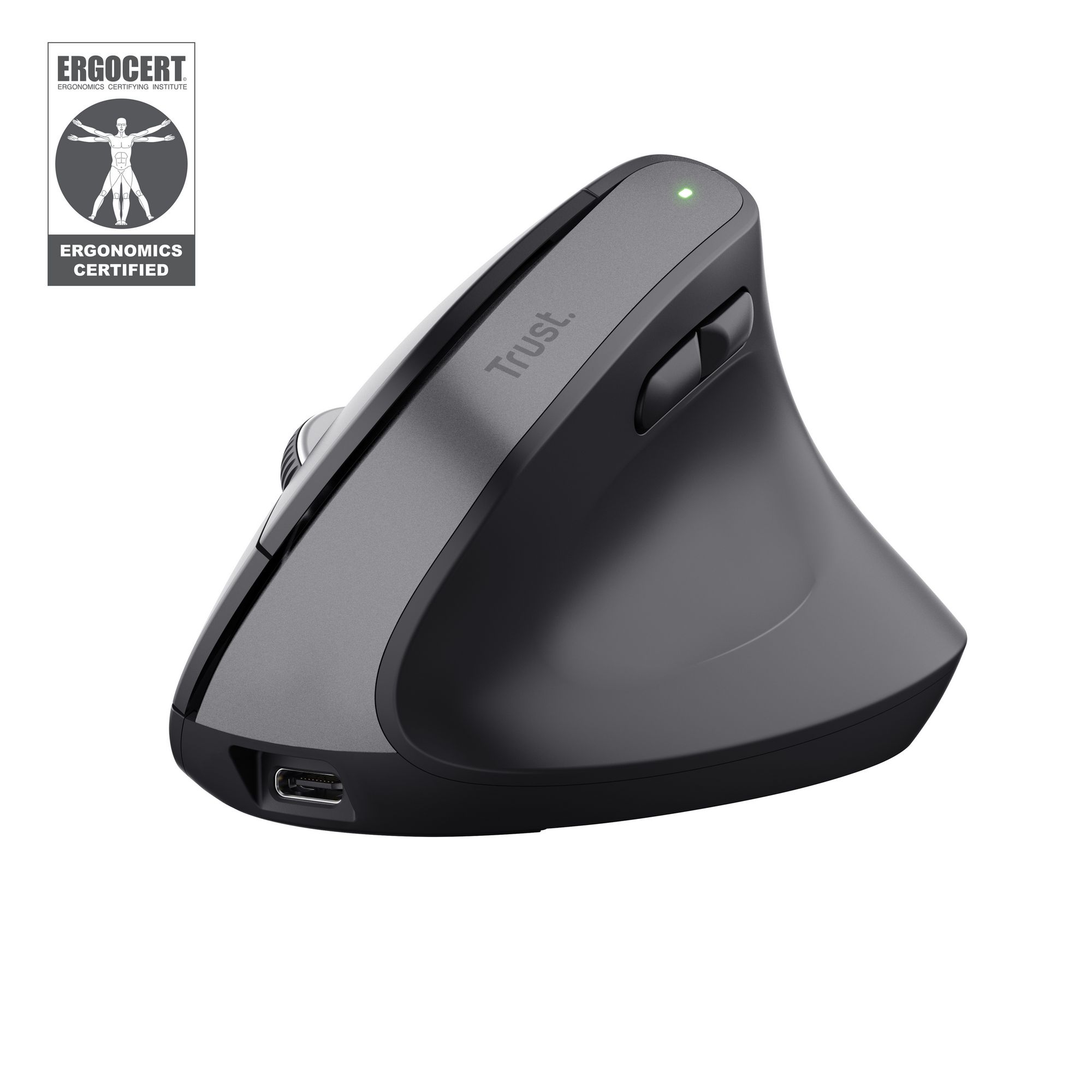 Trust Bayo+ Draadloze Ergonomische Muis - Rechtshandig - Bluetooth + RF - Zwart