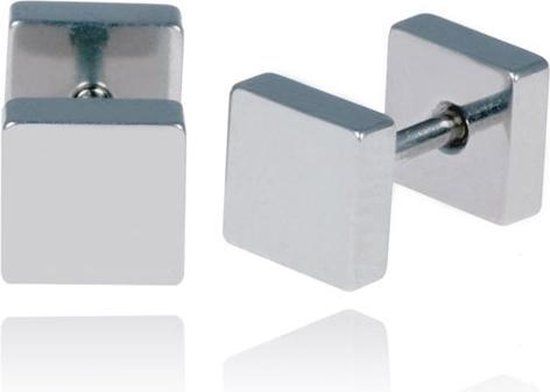 LGT JWLS LGT Jewels Stud oorbellen Square Zilverkleurig 6mm