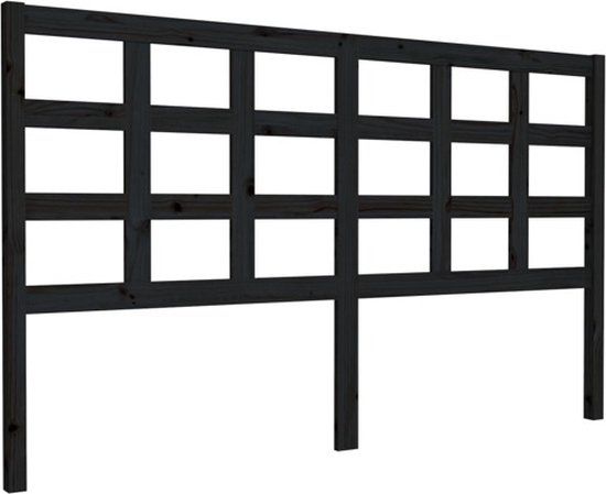 vidaXL Hoofdbord - 165,5x4x100 cm - Massief Grenenhout - Zwart