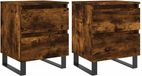 vidaXL Nachtkastjes - Set van 2 - Bewerkt Hout - Gerookt Eikenkleurig - 40x35x50 cm