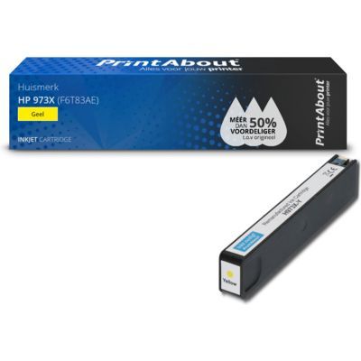 PrintAbout Huismerk 973X (F6T83AE) - Gele inktcartridge - Compatibel met HP - XL