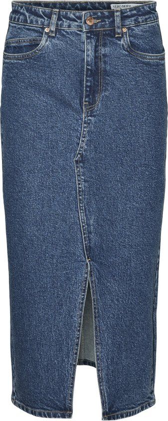 Vero Moda VMVERI HR Calf Denim Skirt Ga Mix N 10295731 - Medium Blue Denim - Women's Size L