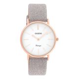 OOZOO Timepieces C20158 Unisex Rosé Goudkleurig Stalen Horloge met Taupe Leren Band