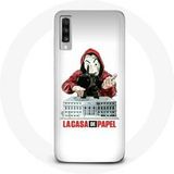 Maniacase Etui voor Samsung Galaxy A70 La casa de papel logo masker witte achtergrond