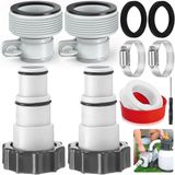 Merkloos / Sans marque Wan GmbH Zwembadslangadapter Set - Pomp Aansluiting - Zwembad Onderhoud - Universele Compatibiliteit - 4 Stuks - Zwart
