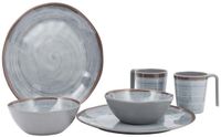 Bo-Camp Servies - Halo - 6-Delig - Melamine - Grijs