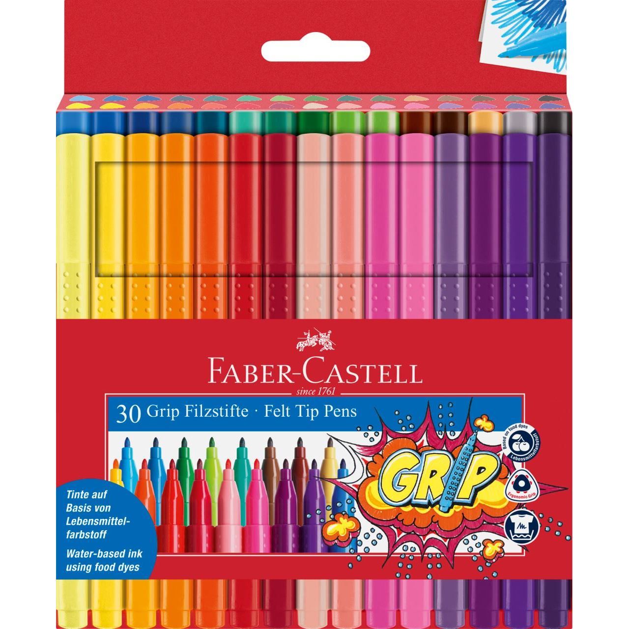 Faber-Castell Grip Viltstiften - 30 stuks - Assorti Kleuren