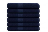 The Linen Room Handdoeken – 50 x 100 cm – Set van 6 – 100% Katoen – 650 GSM Dubbelgetwijnd 20/2 Garen – OEKO-TEX® – Extra Zacht & Hoog Absorberend – Donkerblauw